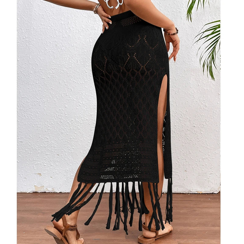 High Slit Tassel Beach Cover Up