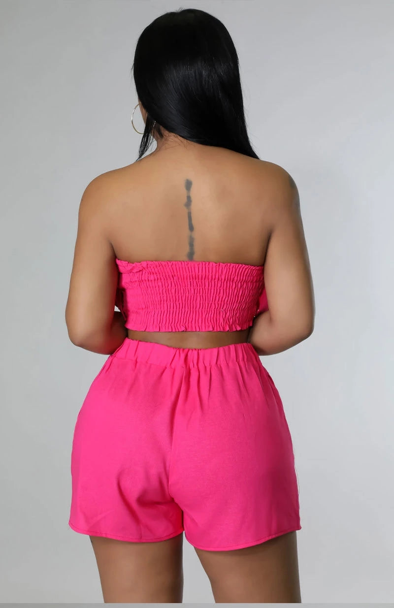 women's crop-top shorts set