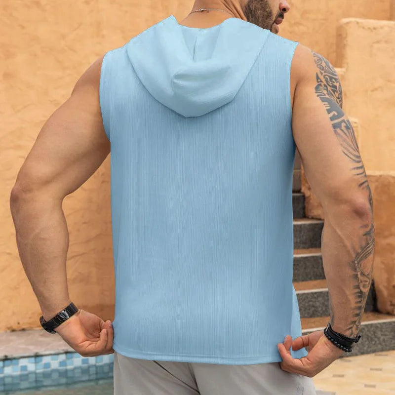Hooded Sleeveless Lace-up Vest ﻿