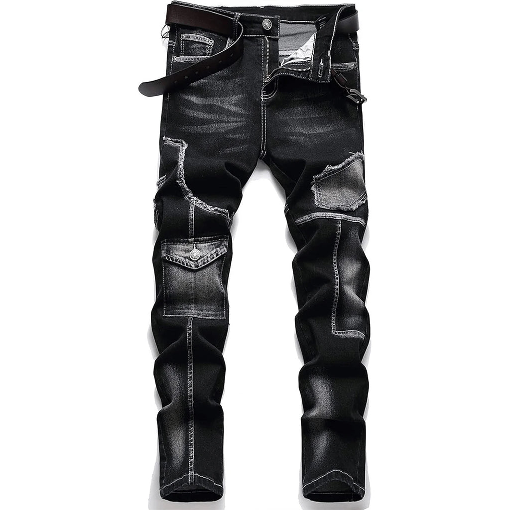 Mid-high waist fringed jeans