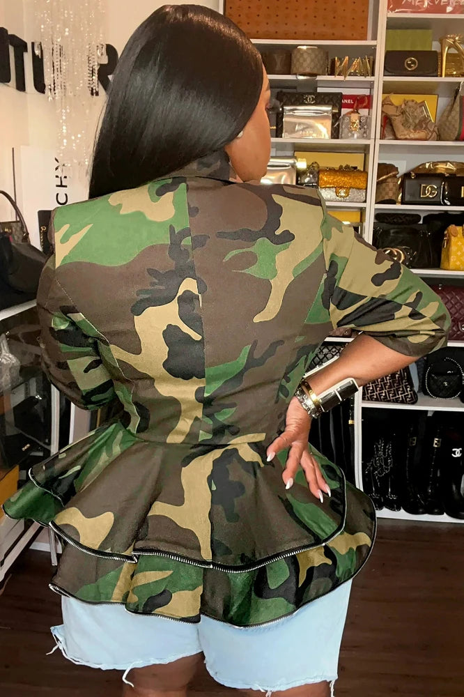 Camo Zipper Blazer