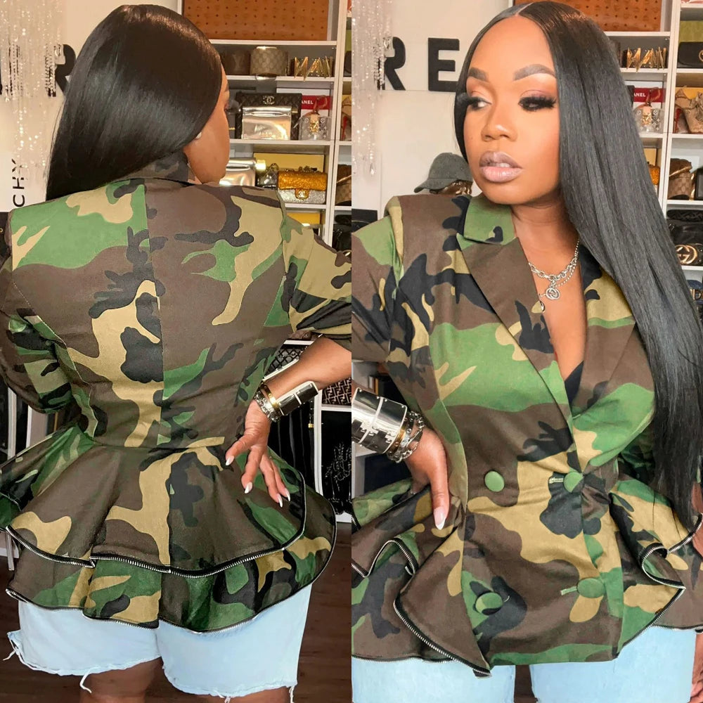 Camo Zipper Blazer
