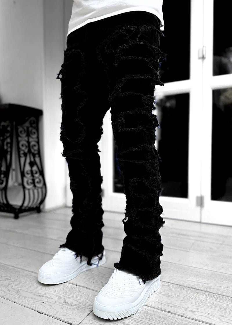 Denim Straight-leg Pants