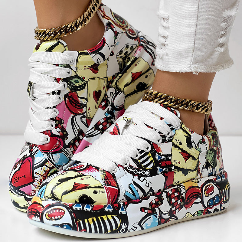 Casual Round Toe Thick Sole Sneakers - Littfashions