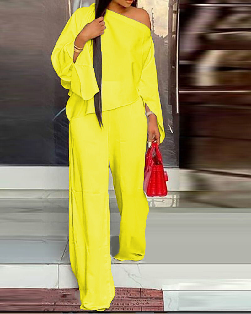 Casual Wide Leg Pants Set