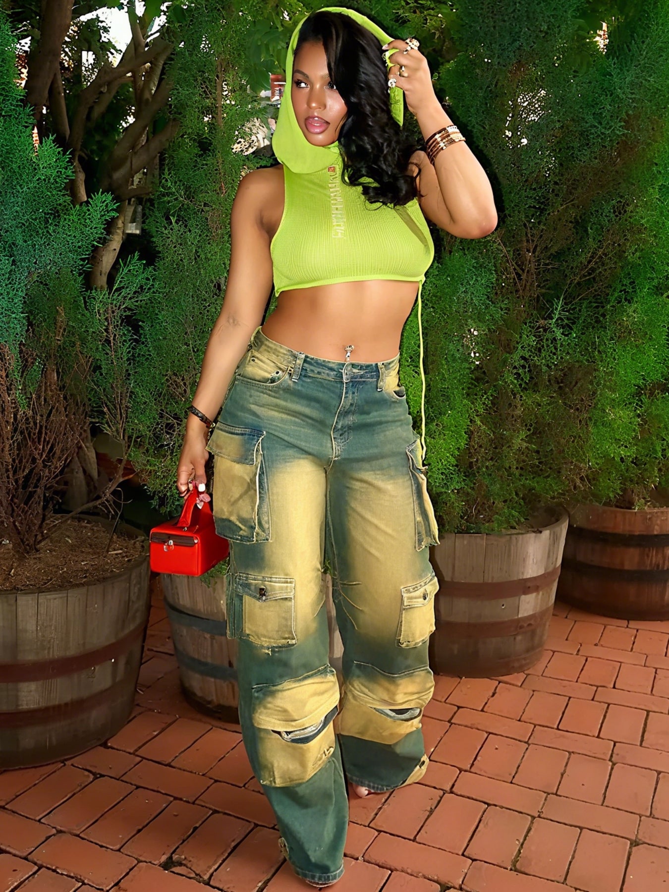 New Women's Denim Jeans With Multiple Pockets, Hot-selling, Vintage Style, Casual, Loose-fitting, Workwear Pants