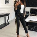 Casual Zipper Stitching Plaid Suit Women's Suit